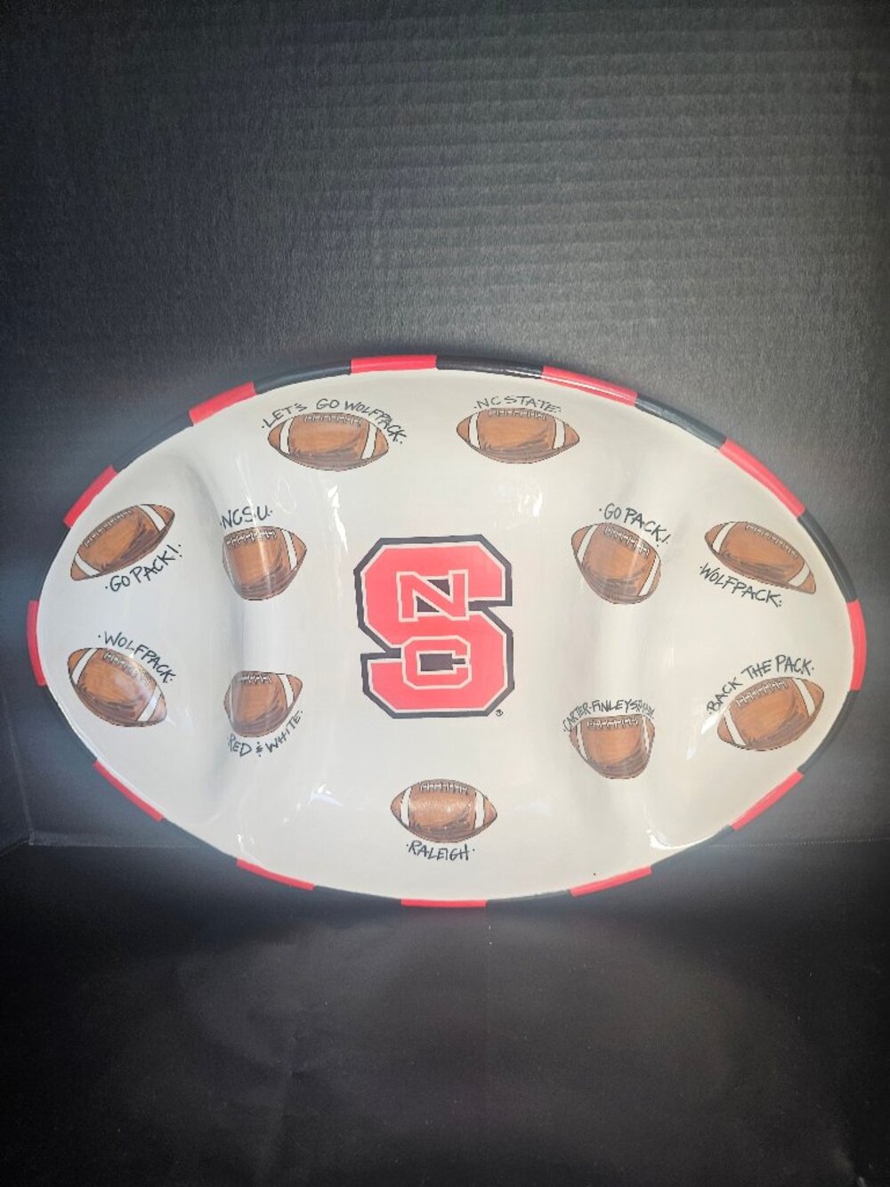 North Carolina State University Wolf pack Football Ceramic Oval Platter